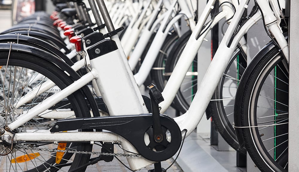Row of e-bikes