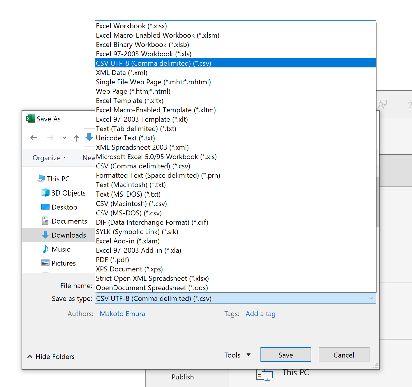 Excel Save As