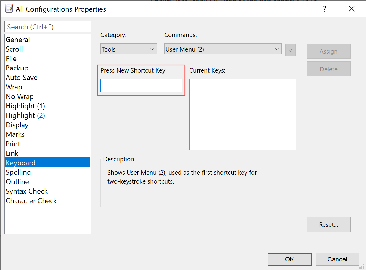 Configuration Keyboard