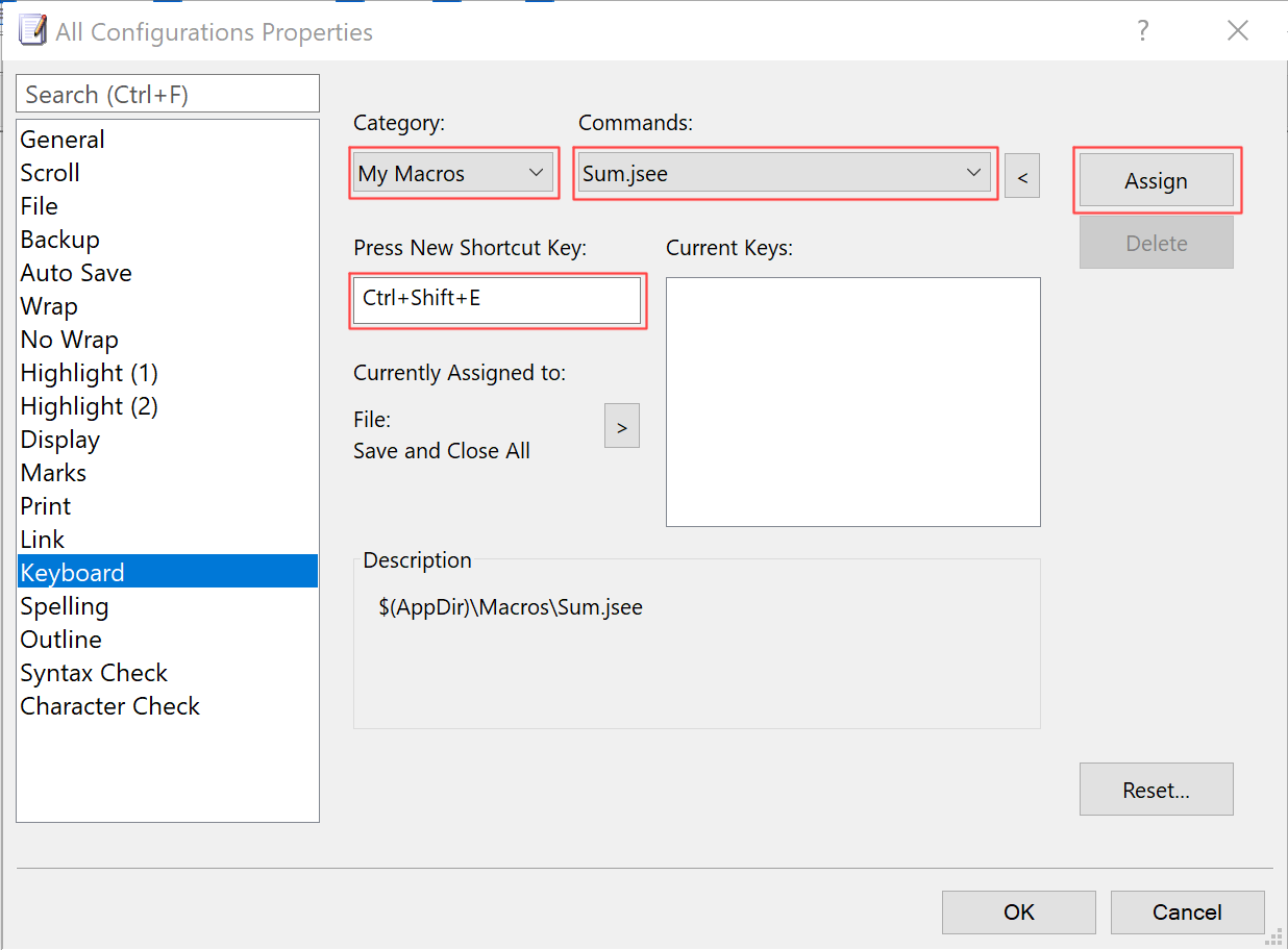 Configuration Keyboard