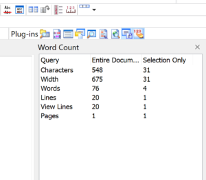 Screenshot of Word Count plugin